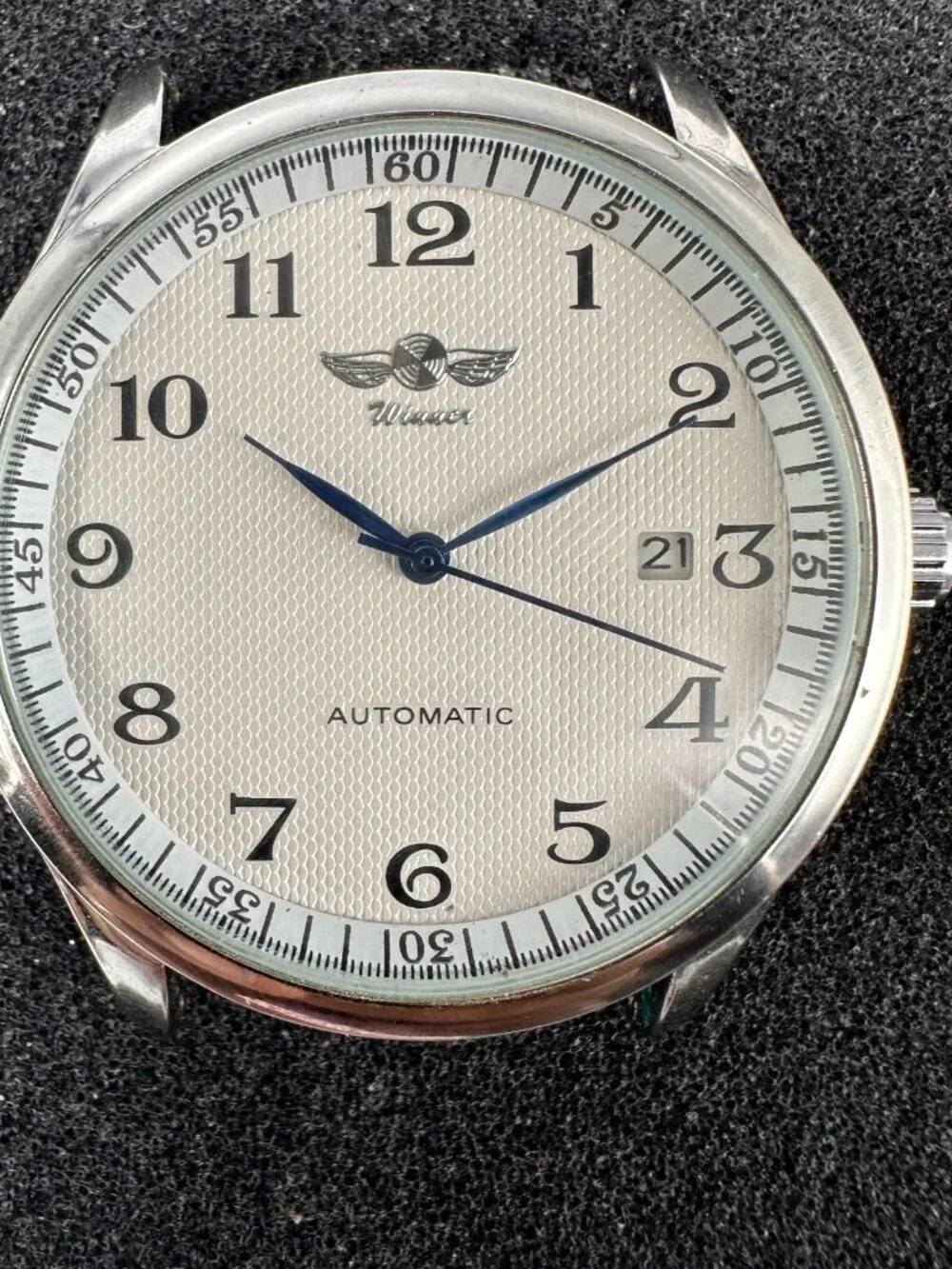 Winner Automatic Watch Silver Tone Mens 41mm Case No Band